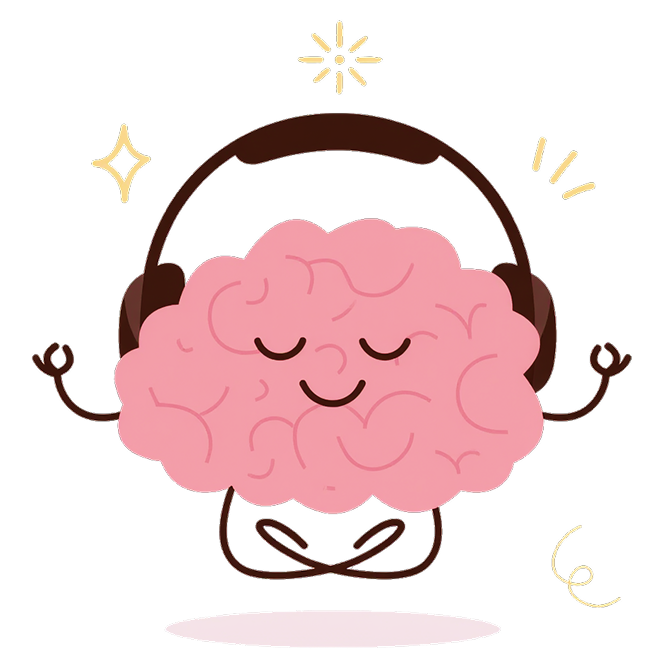 Brain with headphones illustration